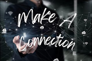 Man with outstretched hand; Text overlay: Make a Connection